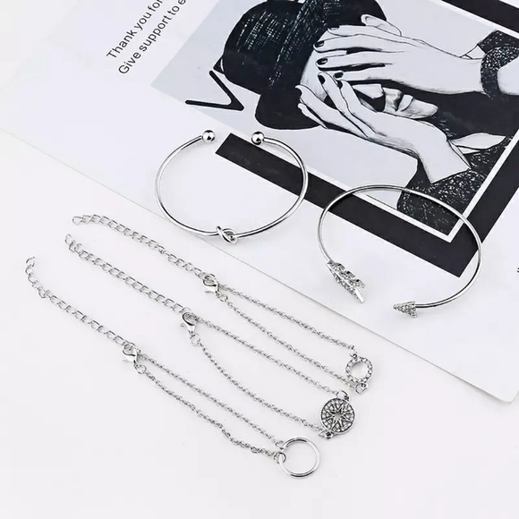 NEW | Arrow Compass 5 PC Silver Pave Bracelet Set - Picture 6 of 10